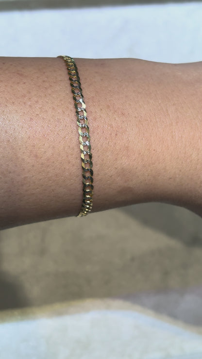 SOLID CUBAN BRACELET WITH RHODIUM DIAMOND CUTS ED00003