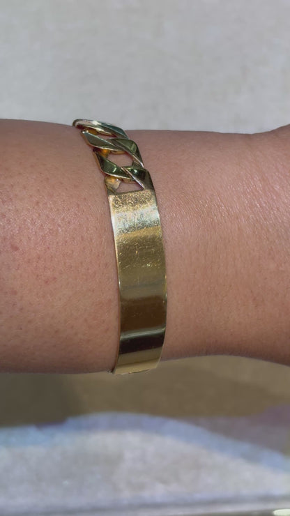 SOLID CUBAN BRACELET WITH PLAIN PLATE ED02560
