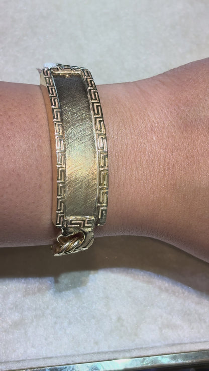 CHINO LINK BRACELET WITH GREEK KEY BORDER ON PLATE ED006690