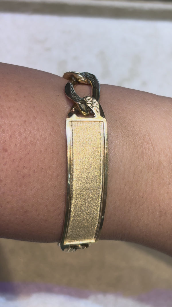 FIGARO BRACELET WITH DIAMOND CUT AND PLAIN PLATE ED04460