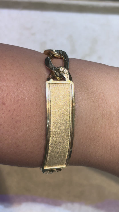 FIGARO BRACELET WITH DIAMOND CUT AND PLAIN PLATE ED04460