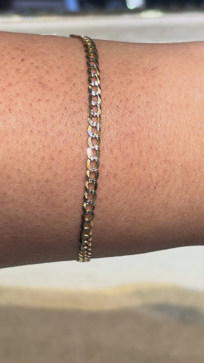 SOLID CUBAN BRACELET WITH RHODIUM DIAMOND CUTS ED00250