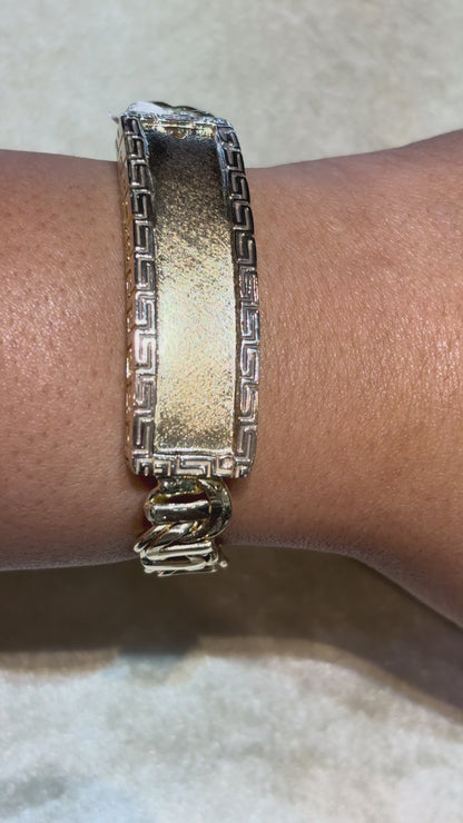CHINO BRACELET WITH GREEK KEY ALL AROUND PLATE (T-BAR) ED004850