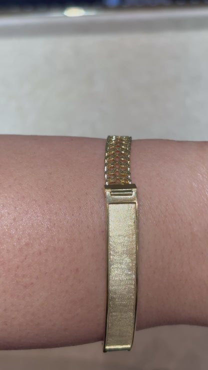 DOUBLE STRAND DIAMOND CUT CUBAN BRACELET WITH PLATE ED00011