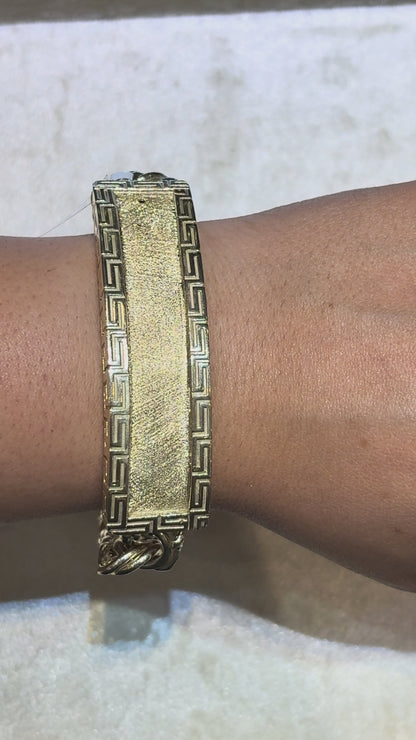 CHINO LINK BRACELET WITH GREEK KEY BORDER ON PLATE ED0004720