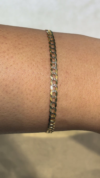 SOLID CUBAN BRACELET WITH RHODIUM DIAMOND CUTS ED00270