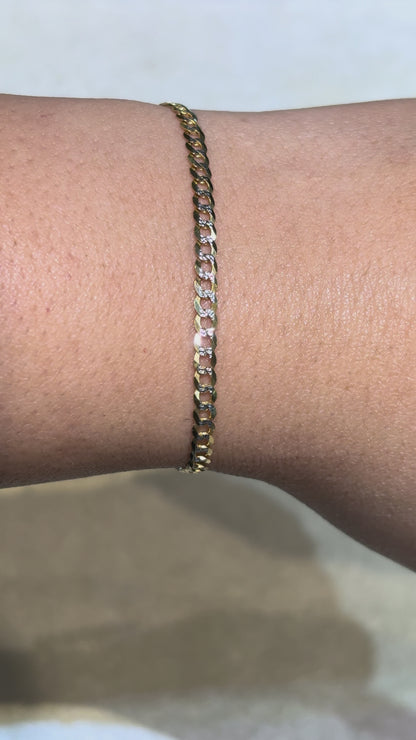 SOLID CUBAN BRACELET WITH RHODIUM DIAMOND CUTS ED00230