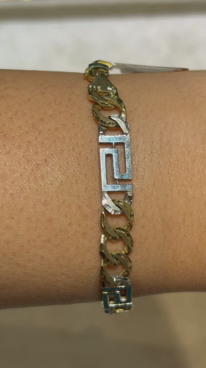 CUSTOM MADE CUBAN WITH GREEK KEY AND DIAMOND CUT BRACELET ED01380