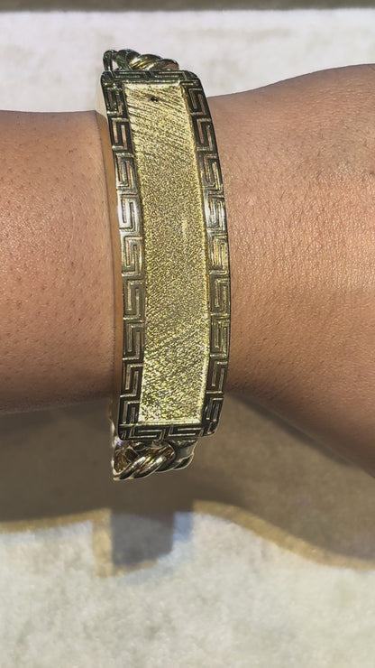 CHINO LINK BRACELET WITH GREEK KEY BORDER ON PLATE ED08820