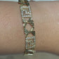 CUSTOM MADE CUBAN BRACELET WITH CLEAR  STONES ON GREEK KEY 18.00 GM
