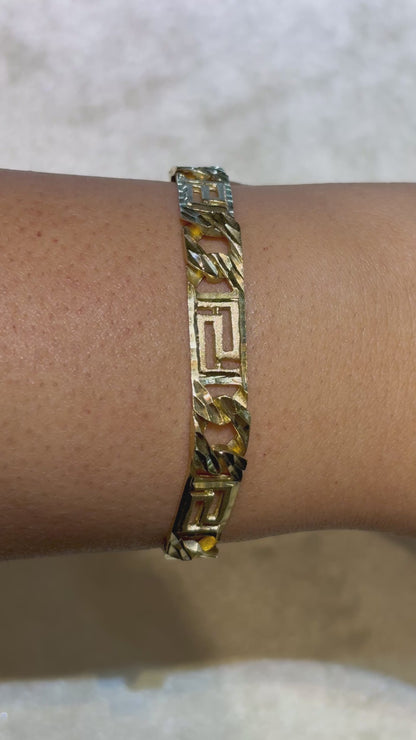 CUSTOM MADE CUBAN DIAMOND CUT AND GREEK KEY BRACELET ED00017