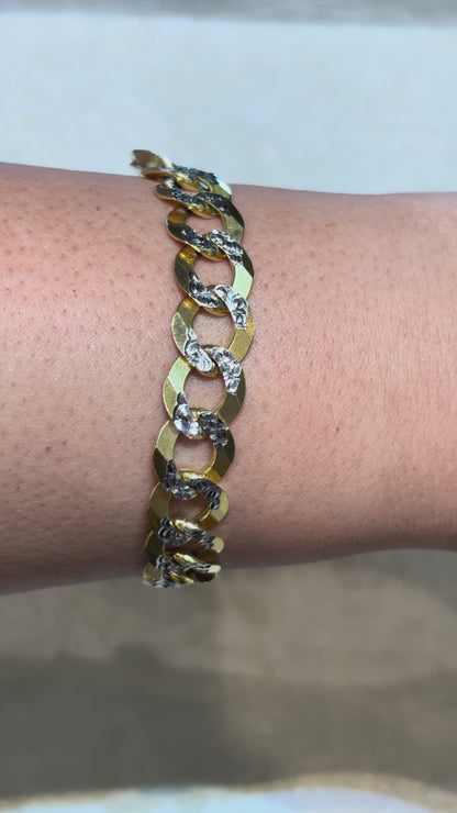 SOLID CUBAN BRACELET WITH RHODIUM DIAMOND CUTS ED002270