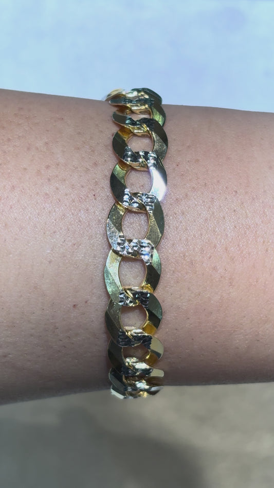 SOLID CUBAN BRACELET WITH RHODIUM DIAMOND CUTS 23.30 GM