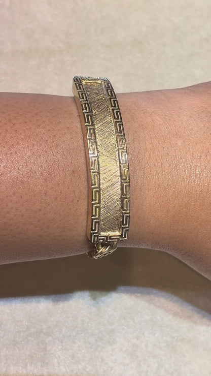 CHINO LINK BRACELET WITH GREEK KEY BORDER ON PLATE ED002690