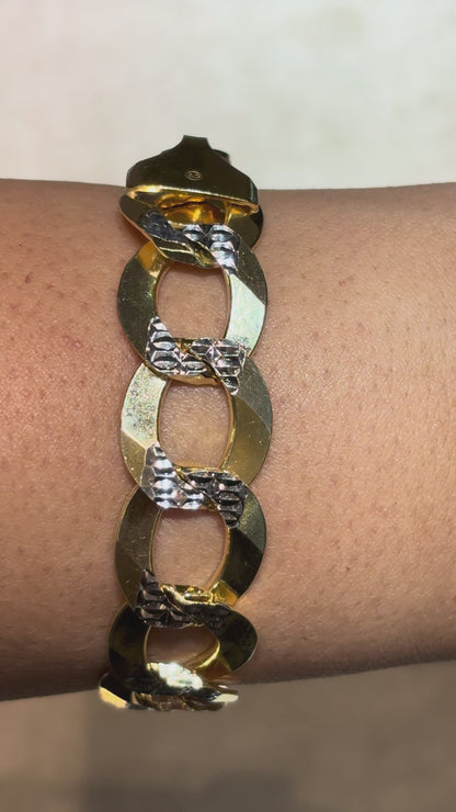 SOLID MIAMI CUBAN BRACELET WITH RHODIUM DIAMOND CUTS ED004150