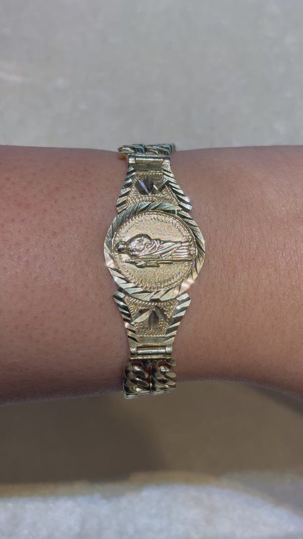 DOUBLE STRAND CUBAN BRACELET WITH SAINT JUDE EMBLEM IN CENTER ED003550