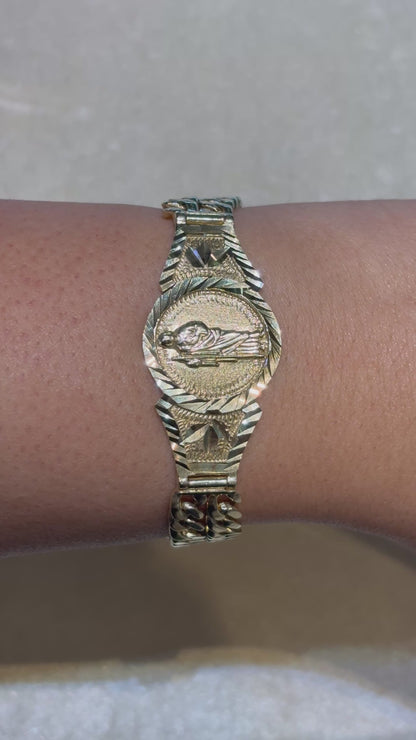 DOUBLE STRAND CUBAN BRACELET WITH SAINT JUDE EMBLEM IN CENTER ED003550