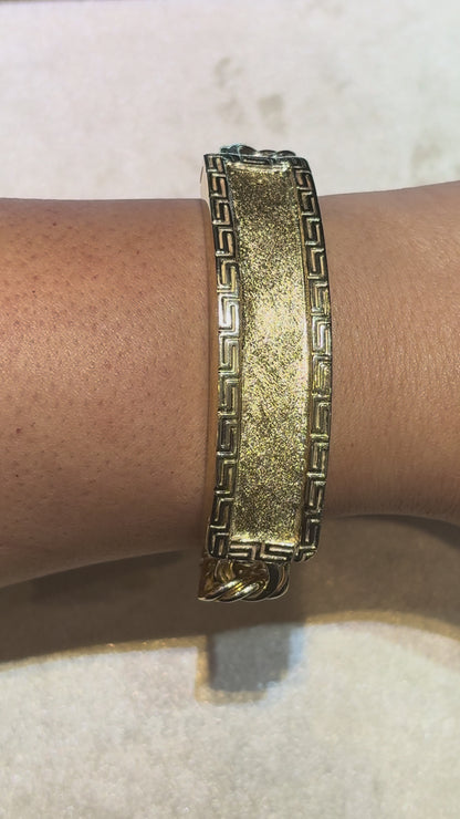 CHINO LINK BRACELET WITH GREEK KEY BORDER ON PLATE ED005960