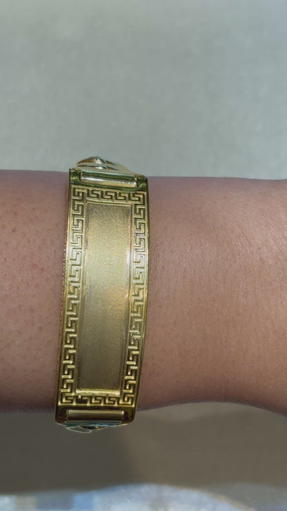 SEMI SOLID MIAMI CUBAN BRACELET WITH GREEK KEY BORDER PLATE ED02640