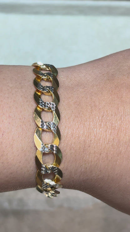 SOLID CUBAN BRACELET WITH RHODIUM DIAMOND CUTS ED002170