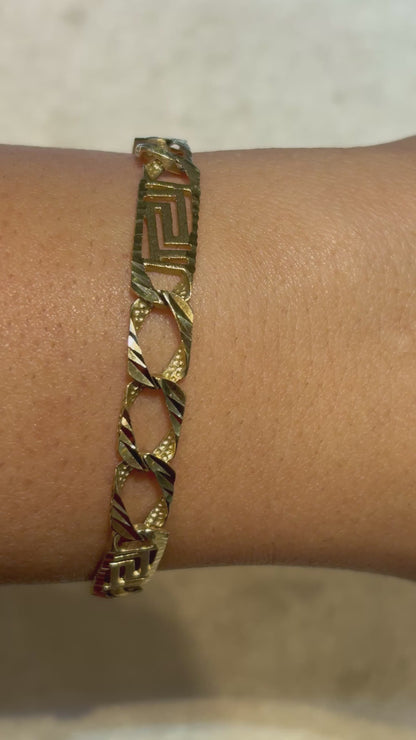 CUSTOM MADE CUBAN BRACELET WITH GREEK KEY DESIGN AND DIAMOND CUTS ED01130