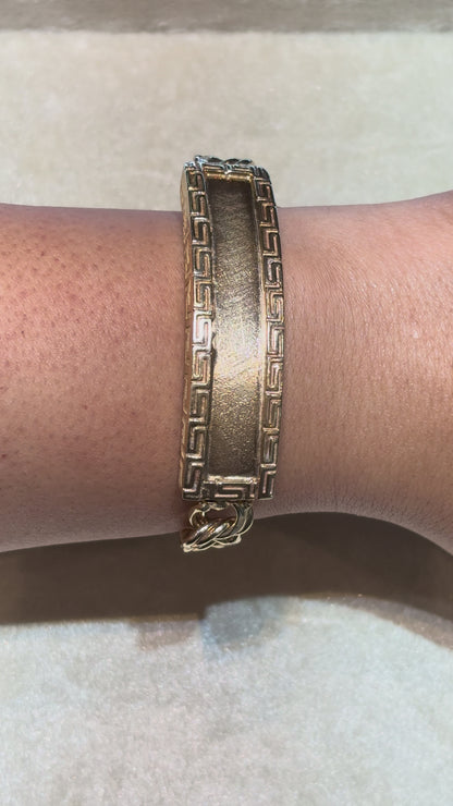 CHINO LINK BRACELET WITH GREEK KEY BORDER ON PLATE ED005280