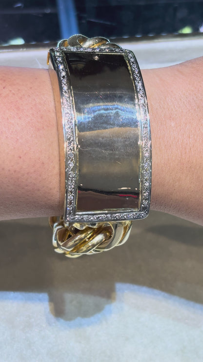 CHINO BRACELET WITH DIAMOND BORDER ON PLAIN PLATE ED029920