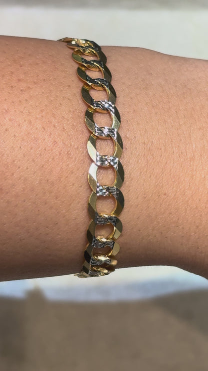 SOLID CUBAN BRACELET WITH RHODIUM DIAMOND CUTS ED001220