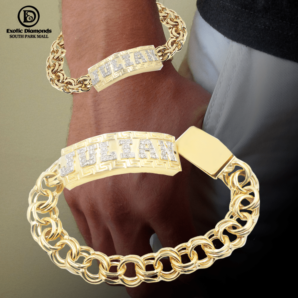 10K Yellow Gold Custom Name Bracelet With Diamond Letters