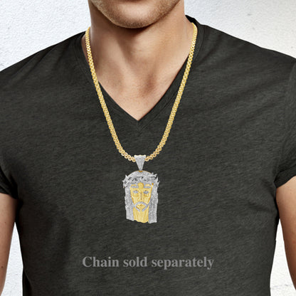 Diamond Jesus Pendant 1.12 CTW Round Cut 10K Yellow Gold