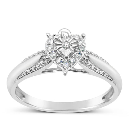 Heart Shaped Diamond Ring .10 CTW Round Cut 10K White Gold