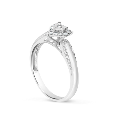 Heart Shaped Diamond Ring .10 CTW Round Cut 10K White Gold
