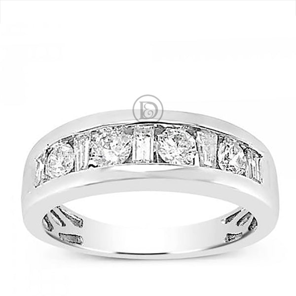 Diamond Bands 1.03 CTW Round Cut w/ Baguettes 14K White Gold
