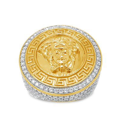 Diamond Designer Medusa Ring 3.50 CTW Round Cut 10K Yellow Gold