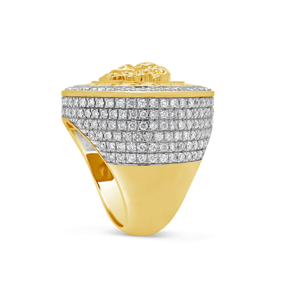 Diamond Designer Medusa Ring 3.50 CTW Round Cut 10K Yellow Gold