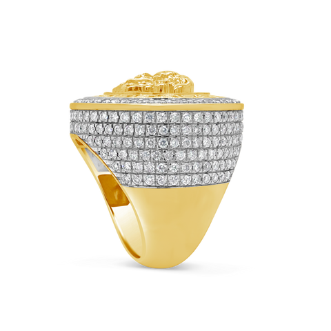 Diamond Designer Medusa Ring 3.50 CTW Round Cut 10K Yellow Gold