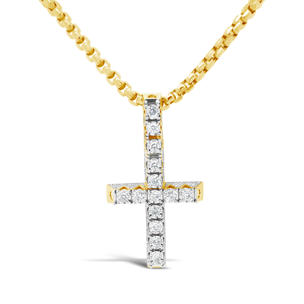 Diamond Cross Pendant 1.30 CTW Round Cut 10K Yellow Gold