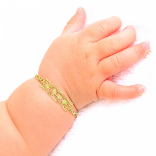 10K Yellow Gold Baby & Toddler Bismark Link Bracelet