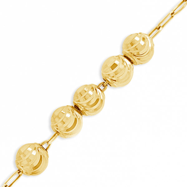 10K Yellow Gold 24" Moon Cut Rosary