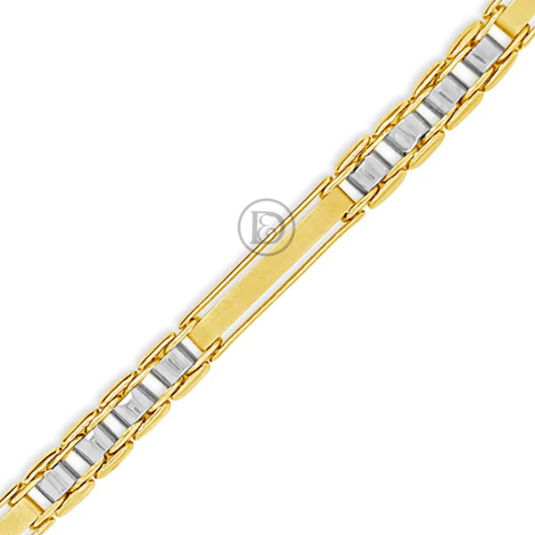 10K Gold Two Tone Fancy Mens Bracelet