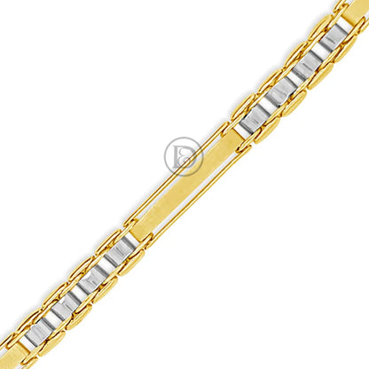 10K Gold Two Tone Fancy Mens Bracelet