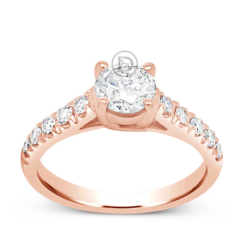 Diamond Engagement Ring 1 CTW Round Cut 14K Rose Gold