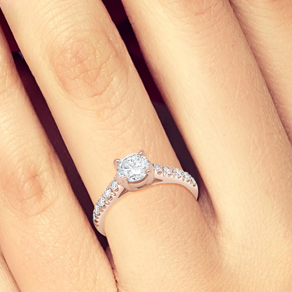 Diamond Engagement Ring 1 CTW Round Cut 14K Rose Gold