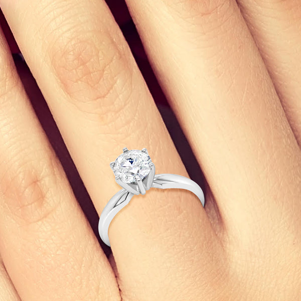 Diamond Engagement Ring 1 CTW Round Cut 14K White Gold
