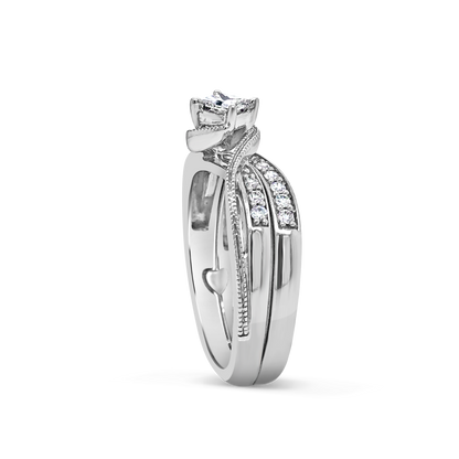 Diamond Engagement Ring .50 CTW Princess Cut w/ Round Cut 10K White Gold