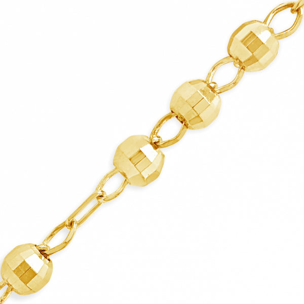 10K Yellow Gold  24" Rosary w/Diamond Cut Beads
