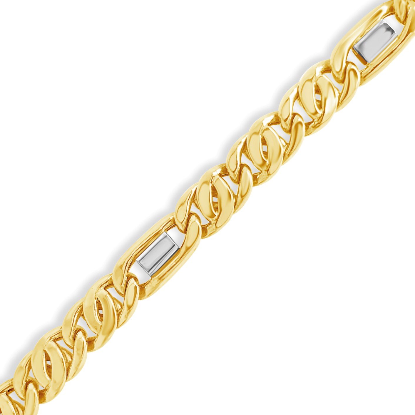 10K Hollow Yellow Gold two Tone Tigers Eye Link Chain