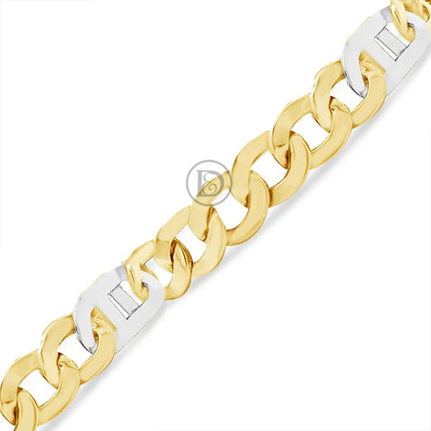 10K Gold Cuban Link Ferragamo Two-Tone Bracelet