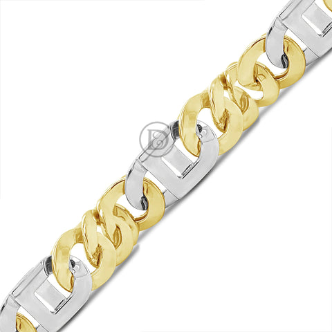 10K Gold Cuban Link Ferragamo Two-Tone Bracelet