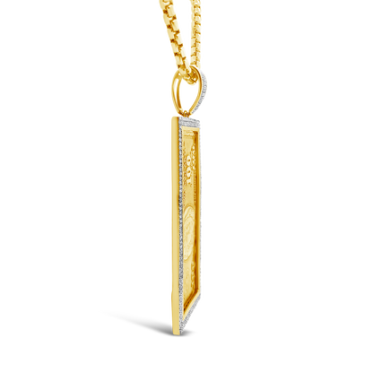 Diamond One Hundred Dollar Bill Pendant .52 CTW Round Cut 10K Yellow Gold